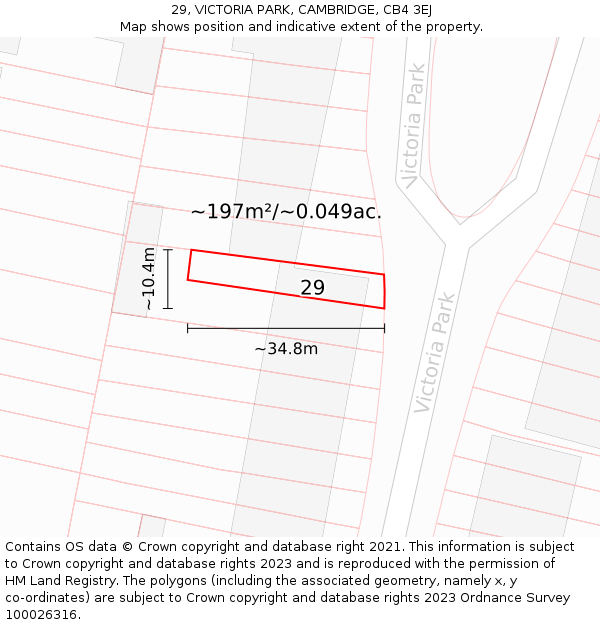29, VICTORIA PARK, CAMBRIDGE, CB4 3EJ: Plot and title map
