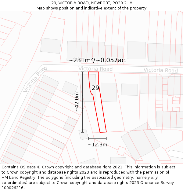 29, VICTORIA ROAD, NEWPORT, PO30 2HA: Plot and title map