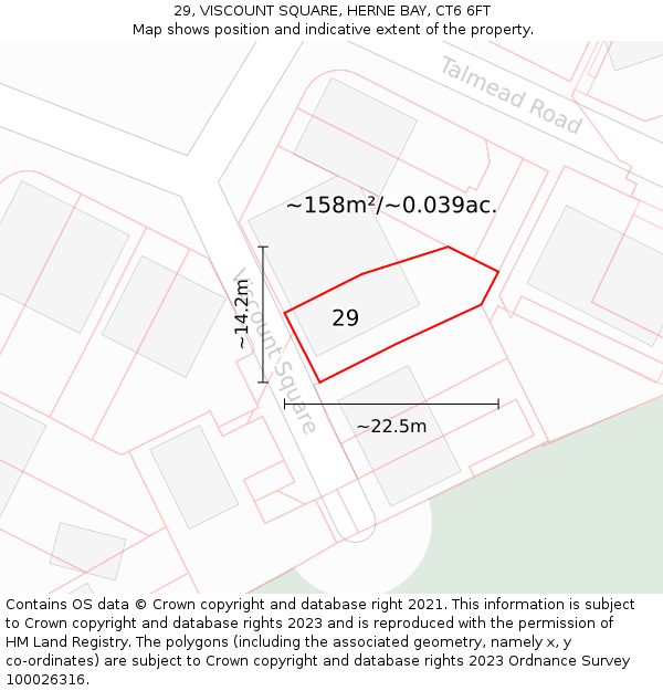 29, VISCOUNT SQUARE, HERNE BAY, CT6 6FT: Plot and title map