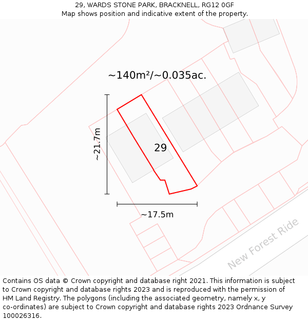 29, WARDS STONE PARK, BRACKNELL, RG12 0GF: Plot and title map