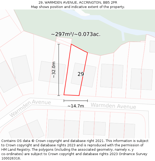 29, WARMDEN AVENUE, ACCRINGTON, BB5 2PR: Plot and title map