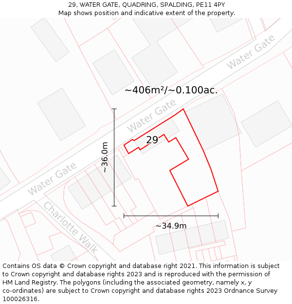 29, WATER GATE, QUADRING, SPALDING, PE11 4PY: Plot and title map