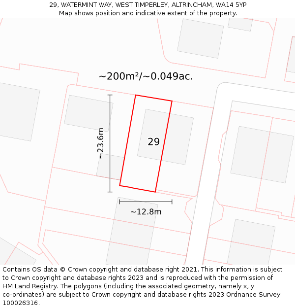 29, WATERMINT WAY, WEST TIMPERLEY, ALTRINCHAM, WA14 5YP: Plot and title map