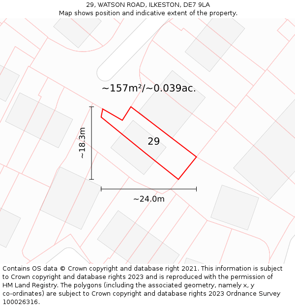 29, WATSON ROAD, ILKESTON, DE7 9LA: Plot and title map