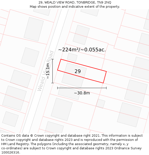 29, WEALD VIEW ROAD, TONBRIDGE, TN9 2NQ: Plot and title map