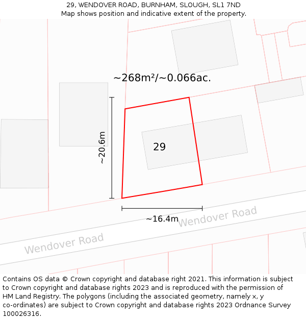 29, WENDOVER ROAD, BURNHAM, SLOUGH, SL1 7ND: Plot and title map