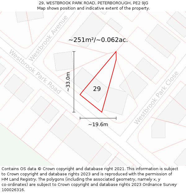 29, WESTBROOK PARK ROAD, PETERBOROUGH, PE2 9JG: Plot and title map