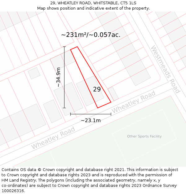 29, WHEATLEY ROAD, WHITSTABLE, CT5 1LS: Plot and title map