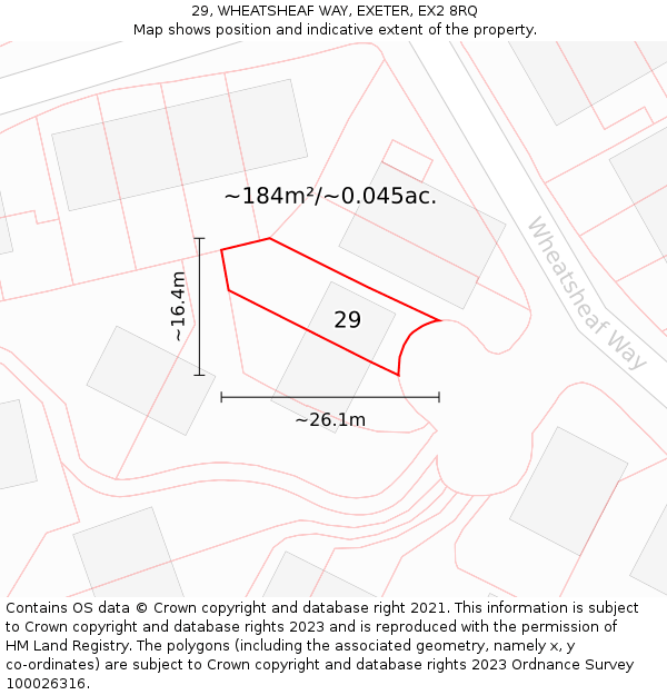 29, WHEATSHEAF WAY, EXETER, EX2 8RQ: Plot and title map