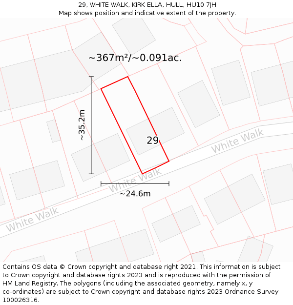 29, WHITE WALK, KIRK ELLA, HULL, HU10 7JH: Plot and title map