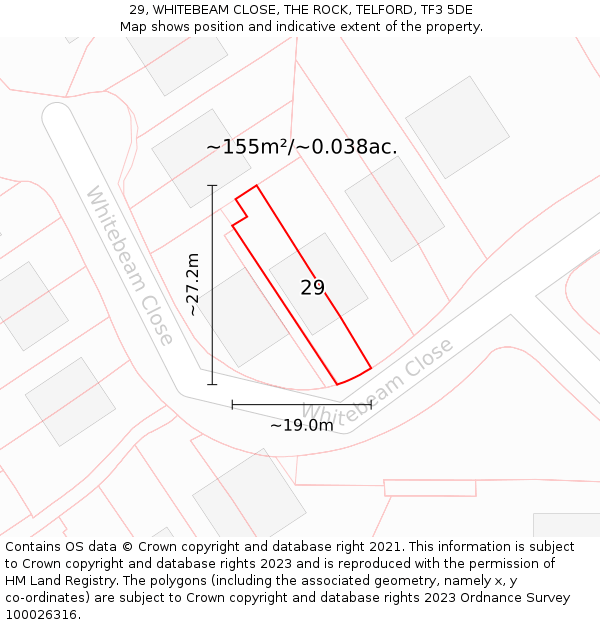 29, WHITEBEAM CLOSE, THE ROCK, TELFORD, TF3 5DE: Plot and title map