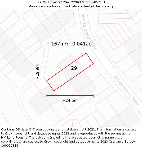 29, WHITEWOOD WAY, WORCESTER, WR5 2LN: Plot and title map