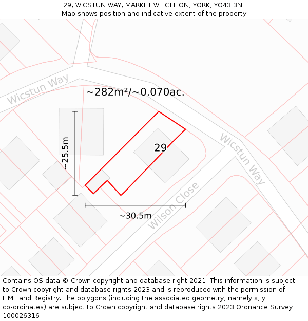 29, WICSTUN WAY, MARKET WEIGHTON, YORK, YO43 3NL: Plot and title map