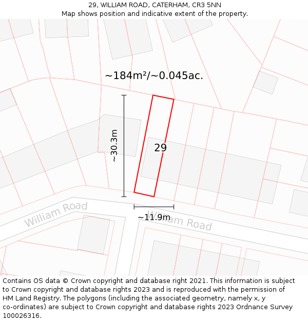 29, WILLIAM ROAD, CATERHAM, CR3 5NN: Plot and title map