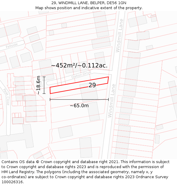 29, WINDMILL LANE, BELPER, DE56 1GN: Plot and title map