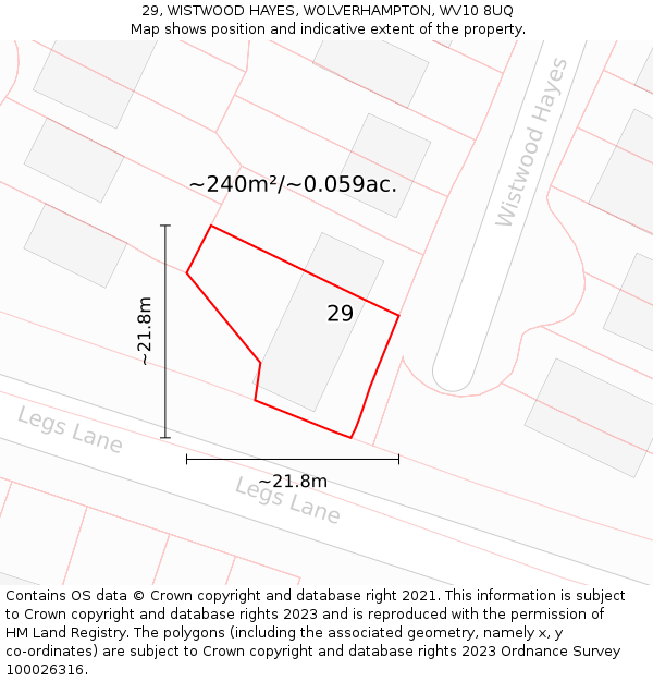 29, WISTWOOD HAYES, WOLVERHAMPTON, WV10 8UQ: Plot and title map