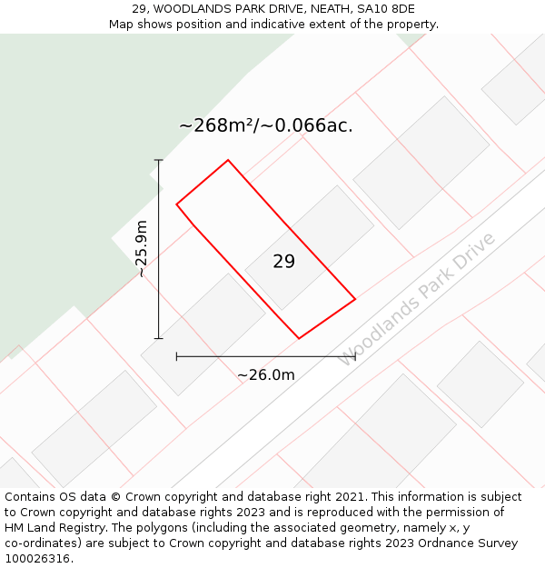 29, WOODLANDS PARK DRIVE, NEATH, SA10 8DE: Plot and title map