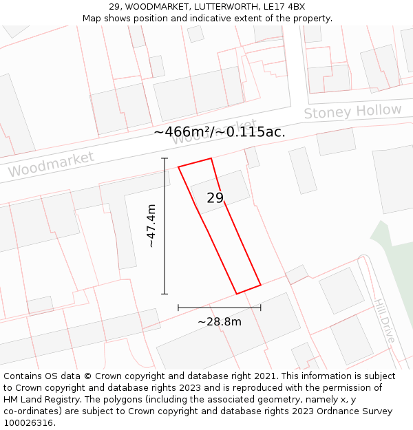 29, WOODMARKET, LUTTERWORTH, LE17 4BX: Plot and title map