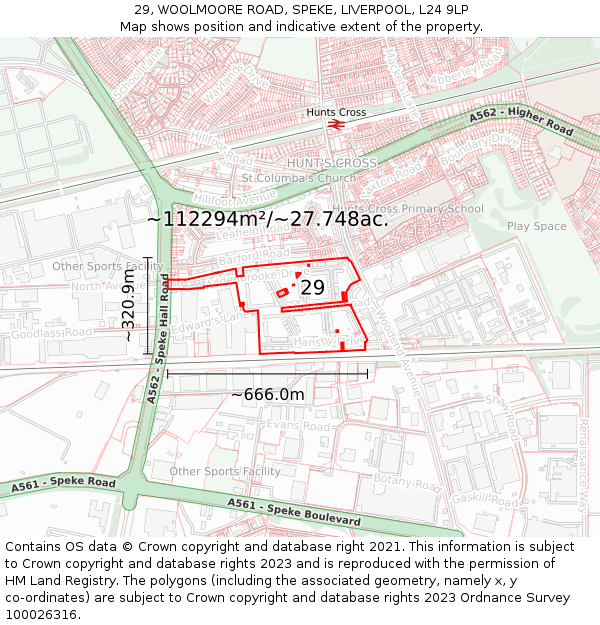 29, WOOLMOORE ROAD, SPEKE, LIVERPOOL, L24 9LP: Plot and title map