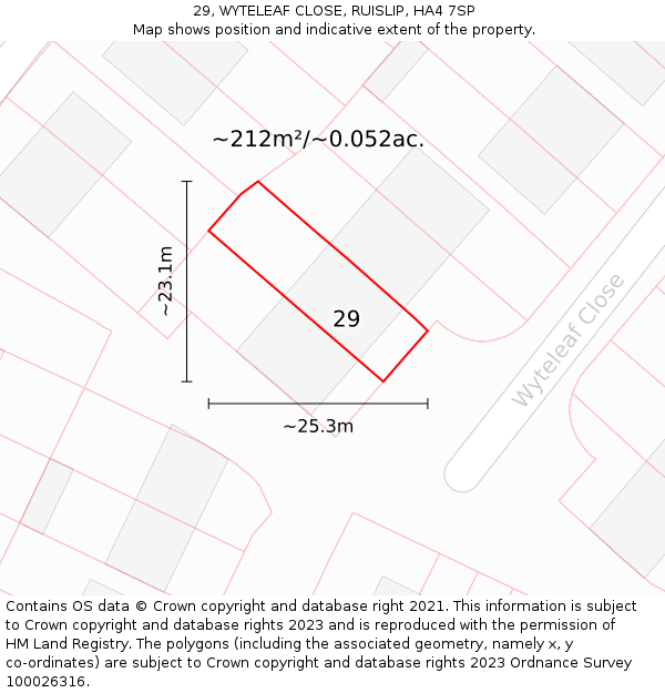 29, WYTELEAF CLOSE, RUISLIP, HA4 7SP: Plot and title map