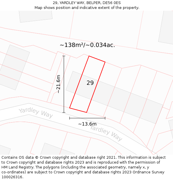 29, YARDLEY WAY, BELPER, DE56 0ES: Plot and title map
