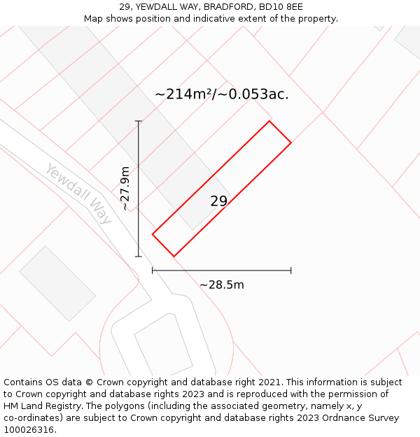 29, YEWDALL WAY, BRADFORD, BD10 8EE: Plot and title map