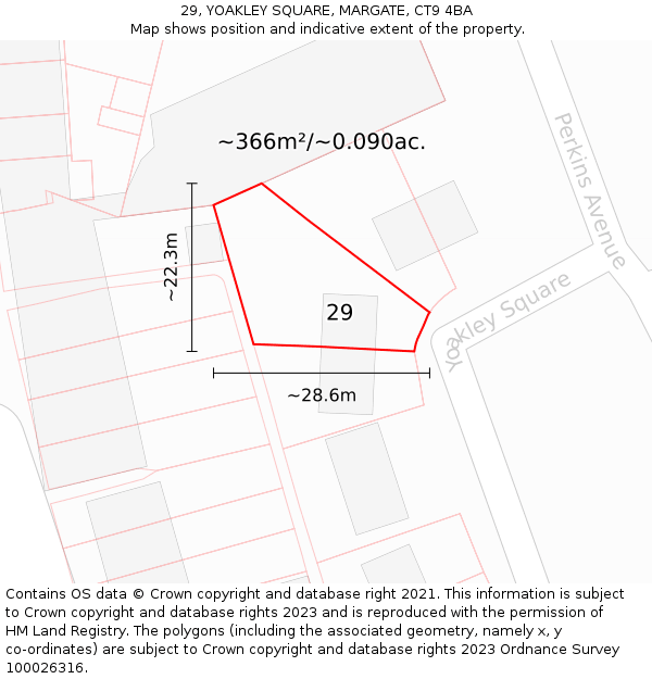 29, YOAKLEY SQUARE, MARGATE, CT9 4BA: Plot and title map