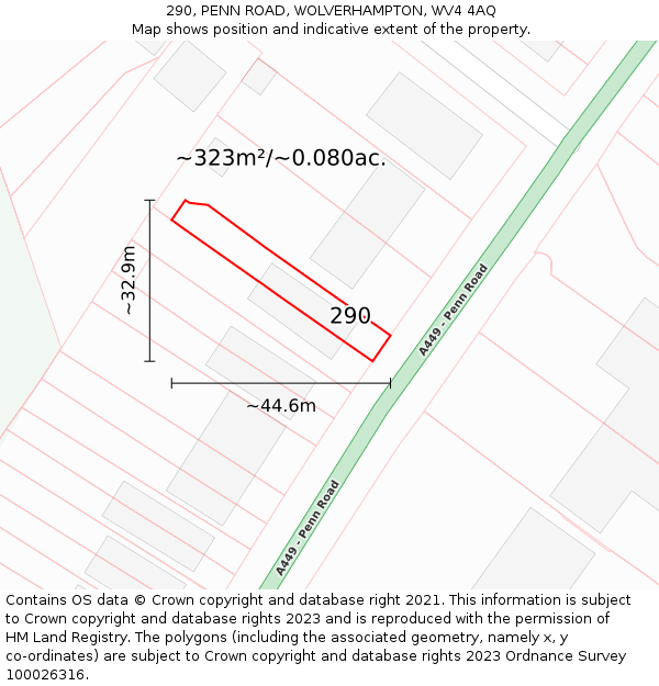 290, PENN ROAD, WOLVERHAMPTON, WV4 4AQ: Plot and title map