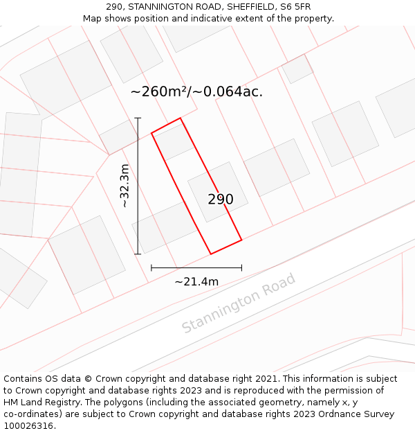 290, STANNINGTON ROAD, SHEFFIELD, S6 5FR: Plot and title map
