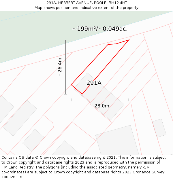 291A, HERBERT AVENUE, POOLE, BH12 4HT: Plot and title map