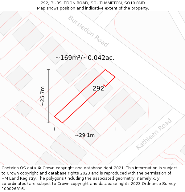 292, BURSLEDON ROAD, SOUTHAMPTON, SO19 8ND: Plot and title map