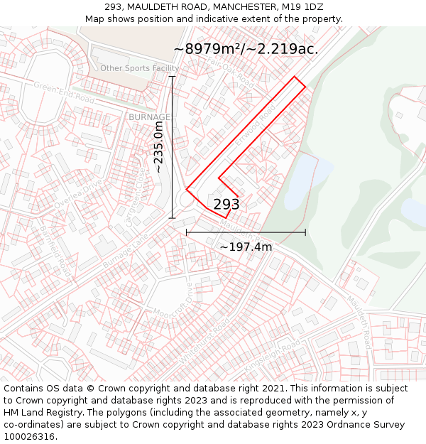 293, MAULDETH ROAD, MANCHESTER, M19 1DZ: Plot and title map