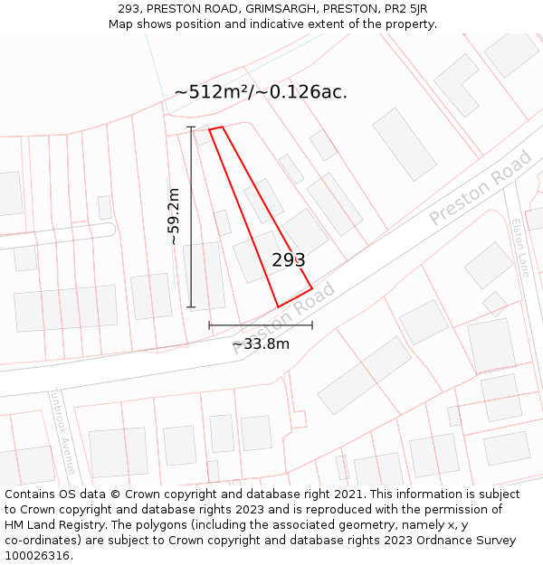 293, PRESTON ROAD, GRIMSARGH, PRESTON, PR2 5JR: Plot and title map