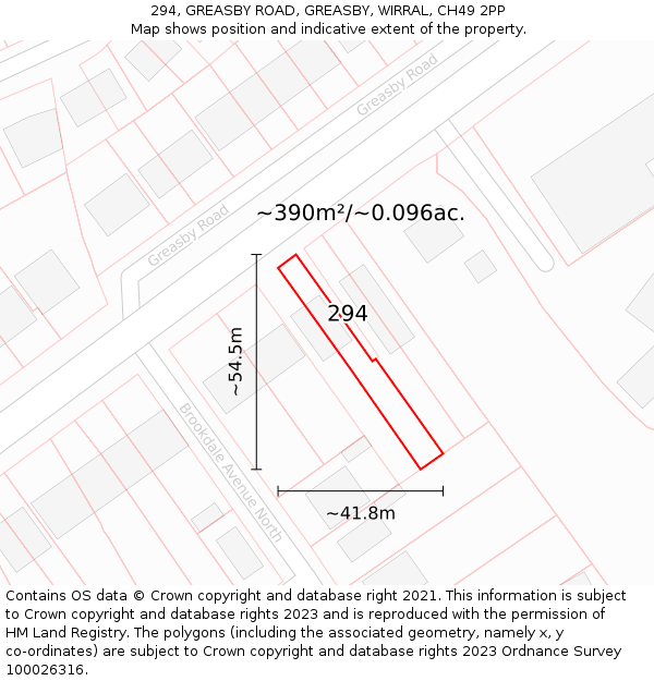 294, GREASBY ROAD, GREASBY, WIRRAL, CH49 2PP: Plot and title map