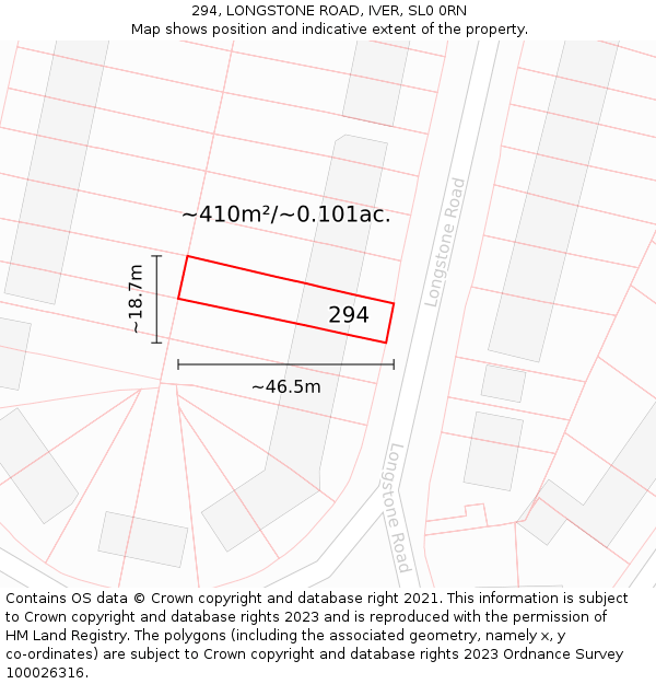294, LONGSTONE ROAD, IVER, SL0 0RN: Plot and title map