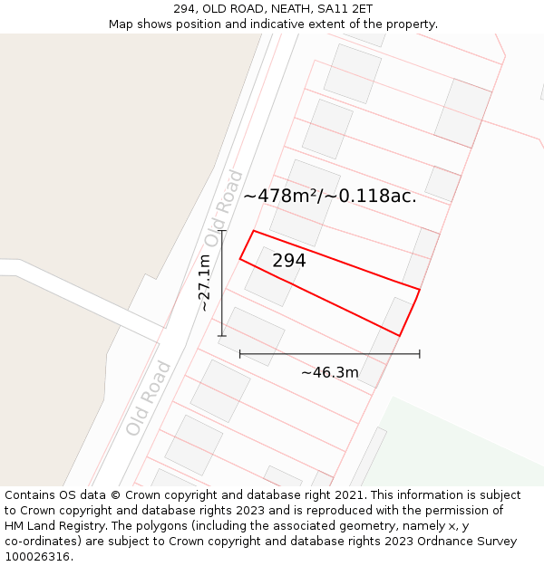 294, OLD ROAD, NEATH, SA11 2ET: Plot and title map
