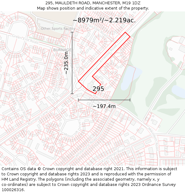 295, MAULDETH ROAD, MANCHESTER, M19 1DZ: Plot and title map