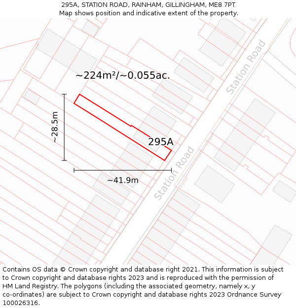 295A, STATION ROAD, RAINHAM, GILLINGHAM, ME8 7PT: Plot and title map