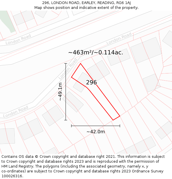296, LONDON ROAD, EARLEY, READING, RG6 1AJ: Plot and title map