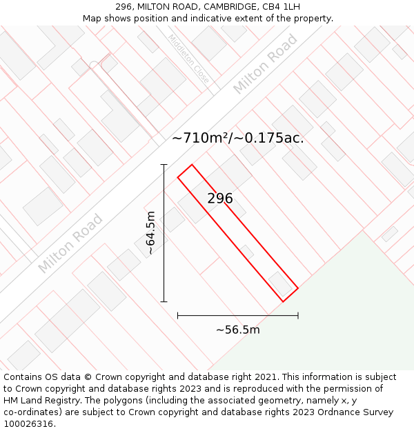 296, MILTON ROAD, CAMBRIDGE, CB4 1LH: Plot and title map