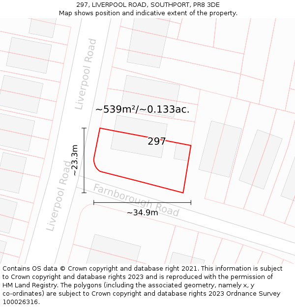 297, LIVERPOOL ROAD, SOUTHPORT, PR8 3DE: Plot and title map