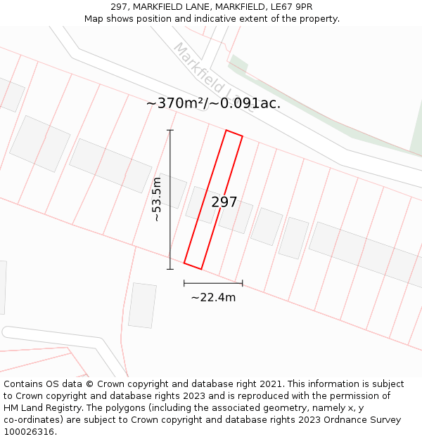 297, MARKFIELD LANE, MARKFIELD, LE67 9PR: Plot and title map
