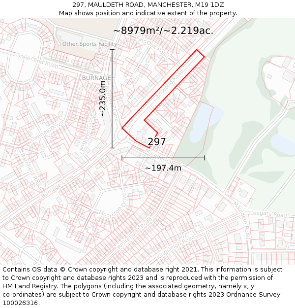297, MAULDETH ROAD, MANCHESTER, M19 1DZ: Plot and title map
