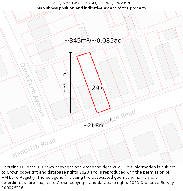297, NANTWICH ROAD, CREWE, CW2 6PF: Plot and title map
