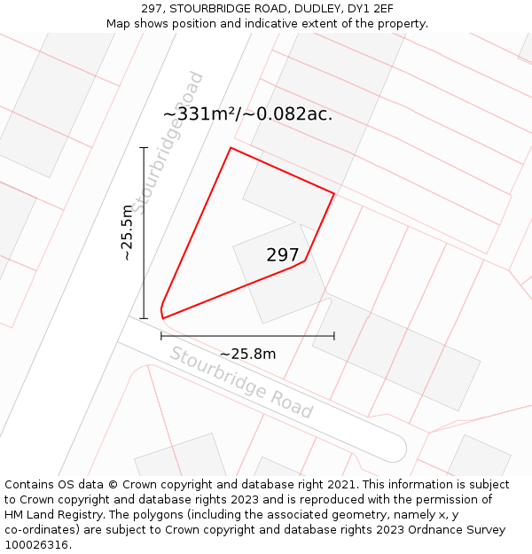 297, STOURBRIDGE ROAD, DUDLEY, DY1 2EF: Plot and title map