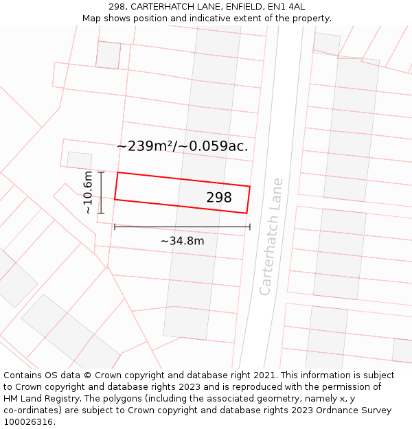 298, CARTERHATCH LANE, ENFIELD, EN1 4AL: Plot and title map
