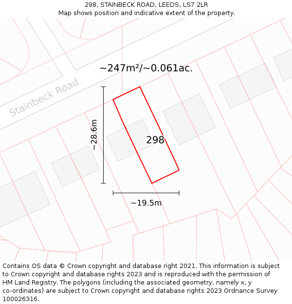 298, STAINBECK ROAD, LEEDS, LS7 2LR: Plot and title map
