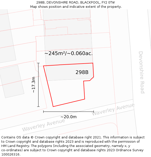 298B, DEVONSHIRE ROAD, BLACKPOOL, FY2 0TW: Plot and title map