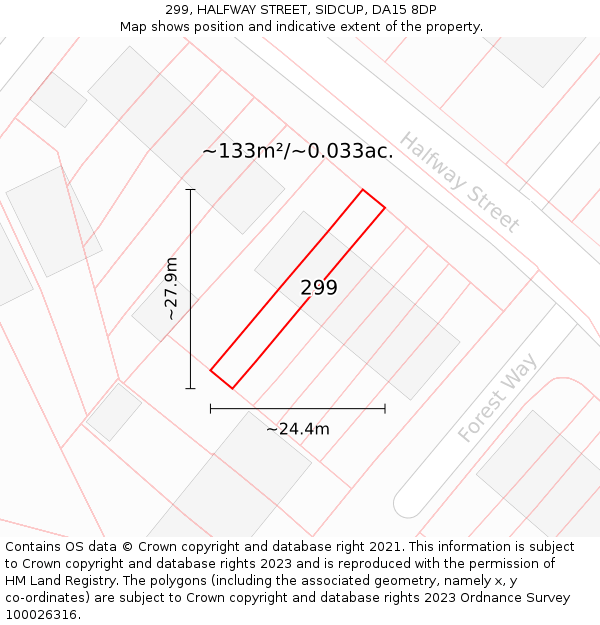 299, HALFWAY STREET, SIDCUP, DA15 8DP: Plot and title map