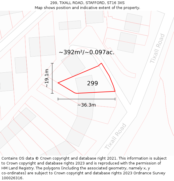 299, TIXALL ROAD, STAFFORD, ST16 3XS: Plot and title map